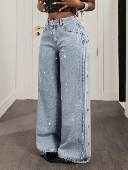 Denim Jeans with Rhinestone