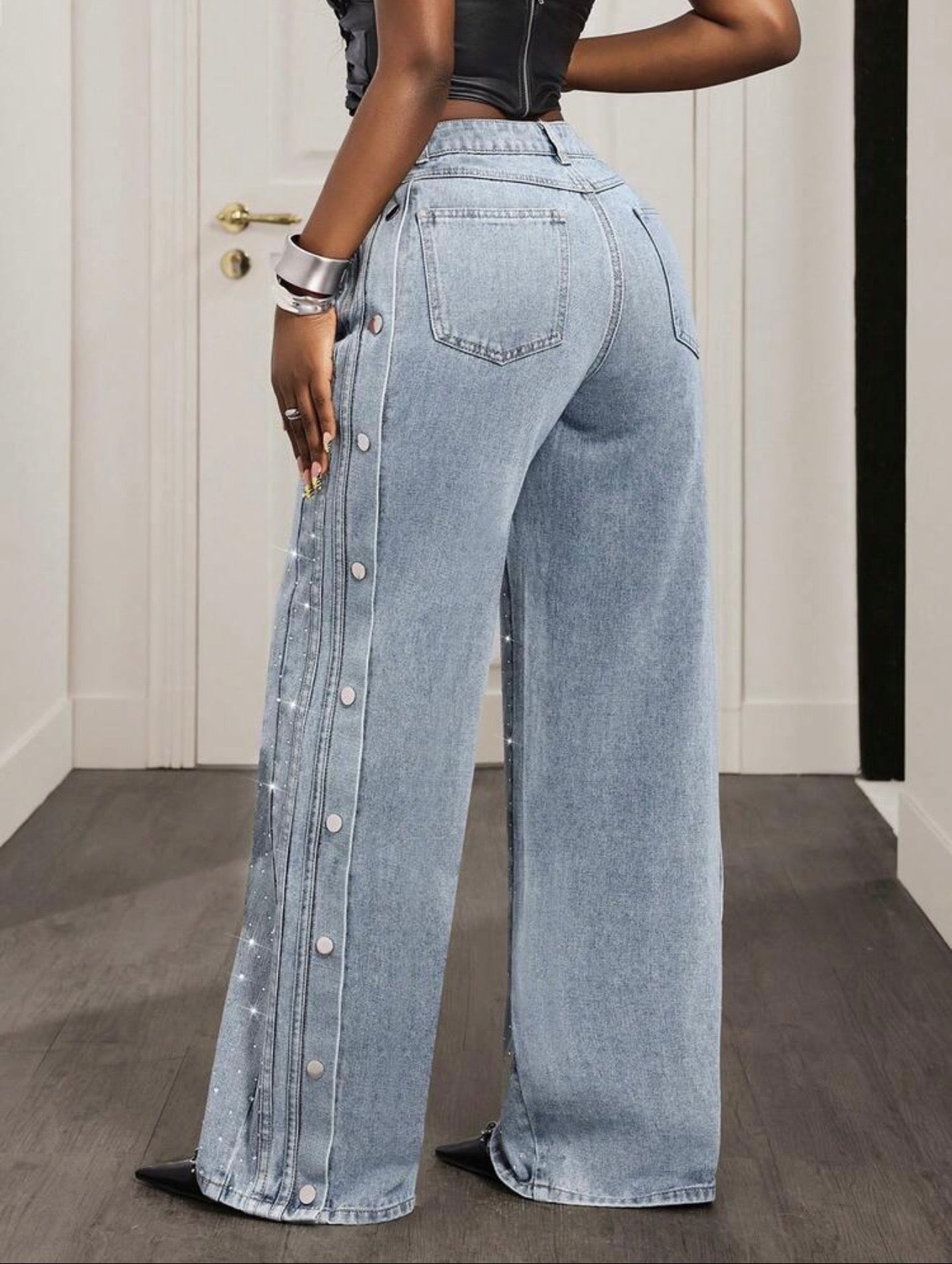 Denim Jeans with Rhinestone